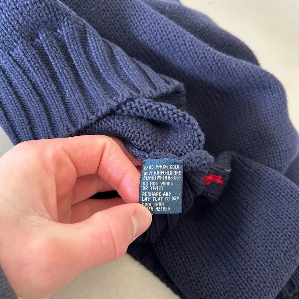 Vintage 90s Polo Ralph Lauren Sweater Vest Size Large Navy‎ Blue Pullover Cotton